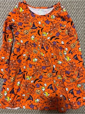Girls 4T The Children's Place Orange Halloween Print Long-Sleeve Dress